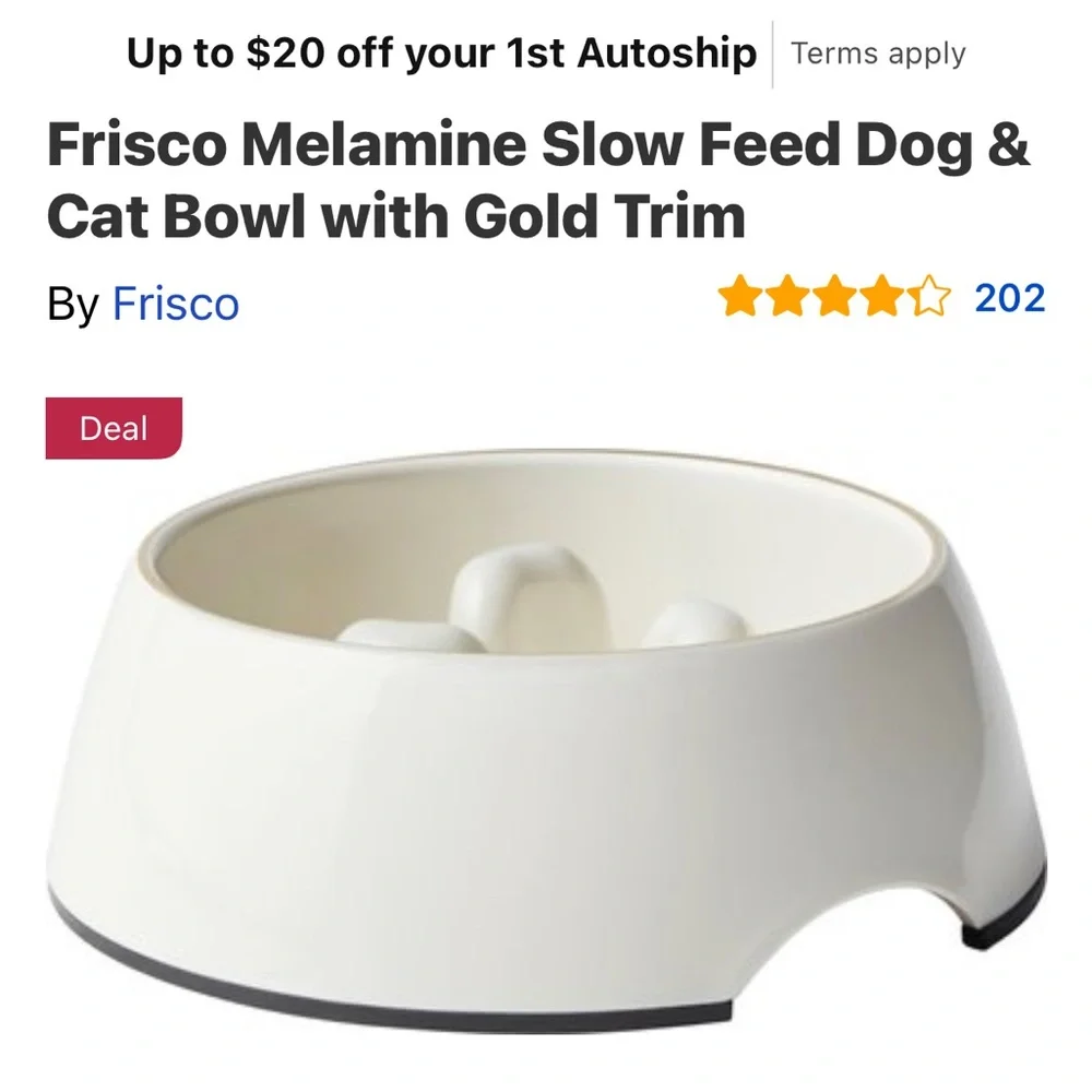 Small Dog Slow Feeder Melamine Bowl from Chewy, NIB, New in Box